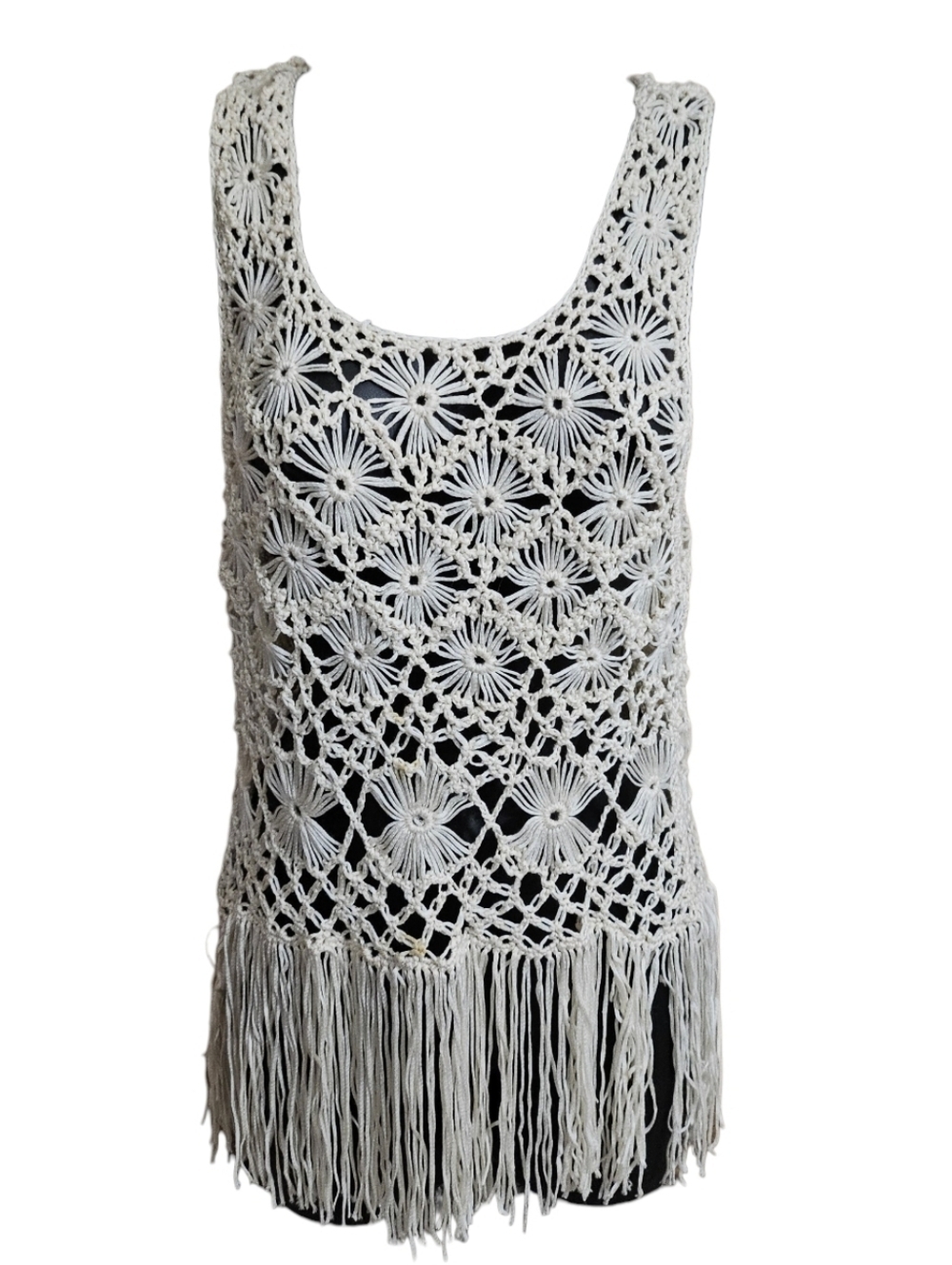 F21 - SM Boho Cream Crochet Tank Top/Coverup